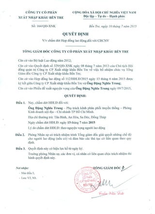 Resignation Decision - Trung. Dang Nghia