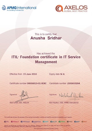 ITIL Certificate