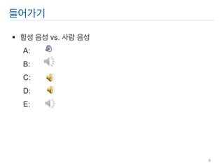 합성 음성 vs. 사람 음성 A: B: C: D: E: 
들어가기 
6  