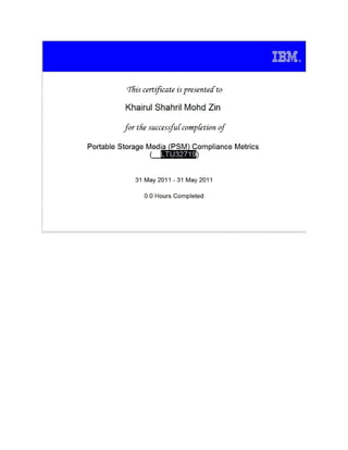 Portable Storage Media - IBM Certificate