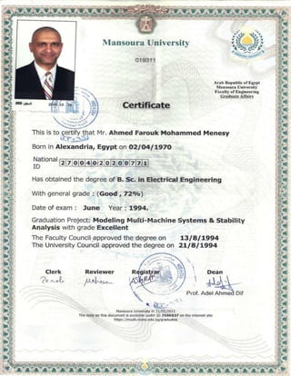 B.Sc. certificate