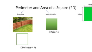 2D & 3D Shapes differentiation with Perimeter, Area, Surface Area, and ...