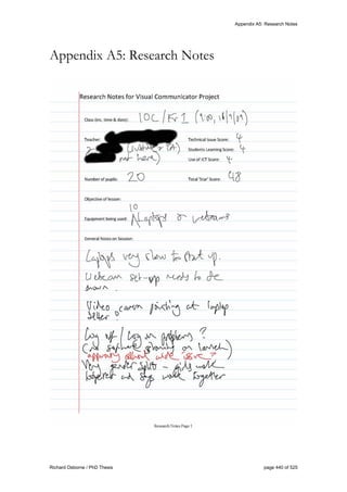 Appendix A5: Research Notes
Richard Osborne / PhD Thesis page 440 of 525
Appendix A5: Research Notes
 