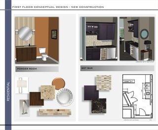 FIRST FLOOR CONCEPTUAL DESIGN -NEW CONSTRUCTION 
RESIDENTIAL 
POWDER ROOM 
WET BAR 
CREATED WITH AUTOCAD NTS 
CREATED WITH SKETCHUP  