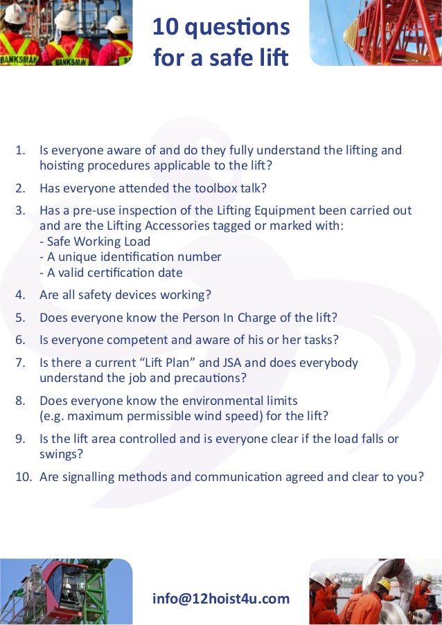 10 Questions for a safe lift A-4
