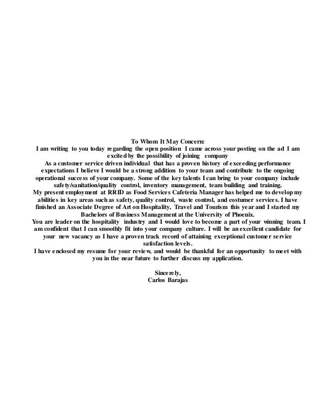 to whom it may concern sample cover letters