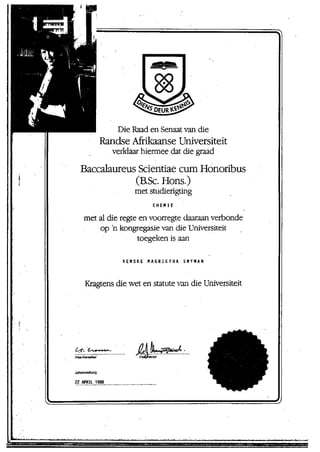 R Snyman Degrees