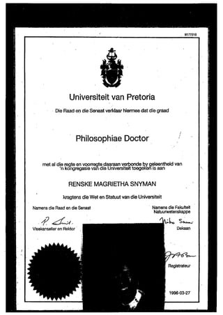 R Snyman Degrees