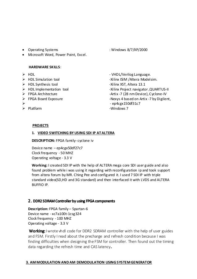 Fpga sample resume