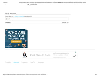 1/18/2017 Georgia Producers Host Congressman, Discuss Infrastructure| Concrete Producer | Associations, Rob Woodall, Georgia Ready Mixed Concrete Association , Georgia
http://www.theconcreteproducer.com/business/georgia-producers-host-congressman-discuss-infrastructure_o 6/7
WOC Auction
0 Comments Subscribe RSS
Please read our Content Guidelines before posting
Write a comment
First Class to Paris
First Class for the Price of Biz
70% off First Class Tickets!
alpha ightguru.com/Paris
Products Business Producers How-To Resources
Join the Discussion
 