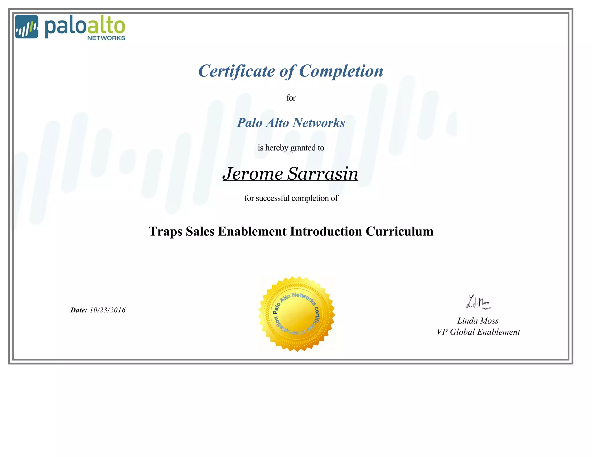 Palo Alto Traps certificate PPT