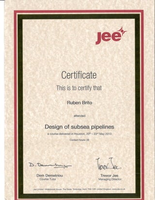 Jee course - Subsea Pipeline Design
