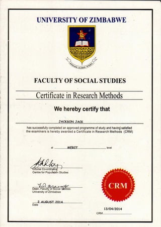 Certificate in Research Methods