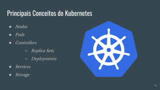 Principais Conceitos do Kubernetes
43
● Nodes
● Pods
● Controllers
○ Replica Sets
○ Deployments
● Services
● Storage
 