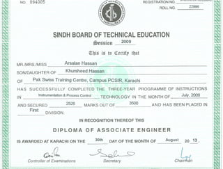DAE certificate