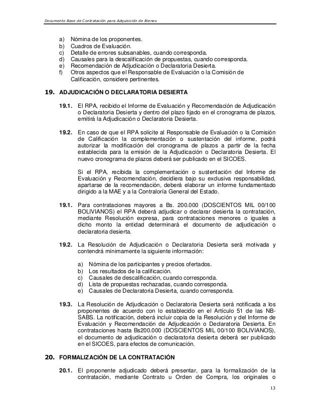 Causales de declaratoria desierta