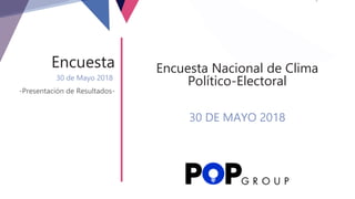 Encuesta
30 de Mayo 2018
-Presentación de Resultados-
Encuesta Nacional de Clima
Político-Electoral
30 DE MAYO 2018
 