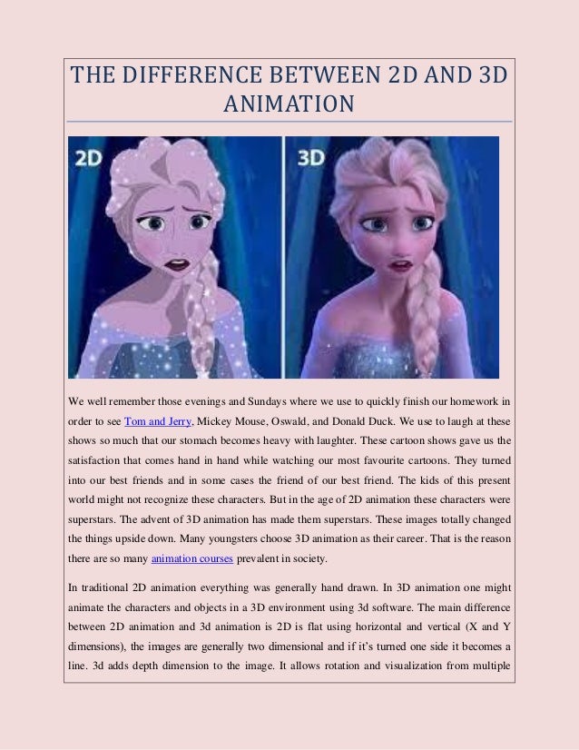 THE DIFFERENCE BETWEEN 2D AND 3D ANIMATION