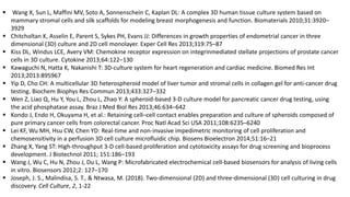  Wang X, Sun L, Maffini MV, Soto A, Sonnenschein C, Kaplan DL: A complex 3D human tissue culture system based on
mammary stromal cells and silk scaffolds for modeling breast morphogenesis and function. Biomaterials 2010;31:3920–
3929
 Chitcholtan K, Asselin E, Parent S, Sykes PH, Evans JJ: Differences in growth properties of endometrial cancer in three
dimensional (3D) culture and 2D cell monolayer. Exper Cell Res 2013;319:75–87
 Kiss DL, Windus LCE, Avery VM: Chemokine receptor expression on integrinmediated stellate projections of prostate cancer
cells in 3D culture. Cytokine 2013;64:122–130
 Kawaguchi N, Hatta K, Nakanishi T: 3D-culture system for heart regeneration and cardiac medicine. Biomed Res Int
2013;2013:895967
 Yip D, Cho CH: A multicellular 3D heterospheroid model of liver tumor and stromal cells in collagen gel for anti-cancer drug
testing. Biochem Biophys Res Commun 2013;433:327–332
 Wen Z, Liao Q, Hu Y, You L, Zhou L, Zhao Y: A spheroid-based 3-D culture model for pancreatic cancer drug testing, using
the acid phosphatase assay. Braz J Med Biol Res 2013;46:634–642
 Kondo J, Endo H, Okuyama H, et al.: Retaining cell–cell contact enables preparation and culture of spheroids composed of
pure primary cancer cells from colorectal cancer. Proc Natl Acad Sci USA 2011;108:6235–6240
 Lei KF, Wu MH, Hsu CW, Chen YD: Real-time and non-invasive impedimetric monitoring of cell proliferation and
chemosensitivity in a perfusion 3D cell culture microfluidic chip. Biosens Bioelectron 2014;51:16–21
 Zhang X, Yang ST: High-throughput 3-D cell-based proliferation and cytotoxicity assays for drug screening and bioprocess
development. J Biotechnol 2011; 151:186–193
 Wang J, Wu C, Hu N, Zhou J, Du L, Wang P: Microfabricated electrochemical cell-based biosensors for analysis of living cells
in vitro. Biosensors 2012;2: 127–170
 Joseph, J. S., Malindisa, S. T., & Ntwasa, M. (2018). Two-dimensional (2D) and three-dimensional (3D) cell culturing in drug
discovery. Cell Culture, 2, 1-22
 
