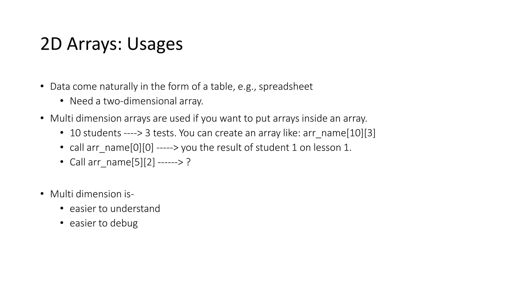 2D arrays | PPTX | Programming Languages | Computing