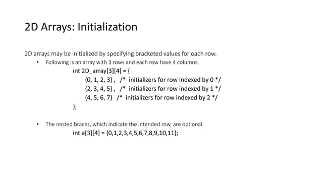 2D arrays | PPTX | Programming Languages | Computing