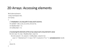 2D arrays | PPTX | Programming Languages | Computing