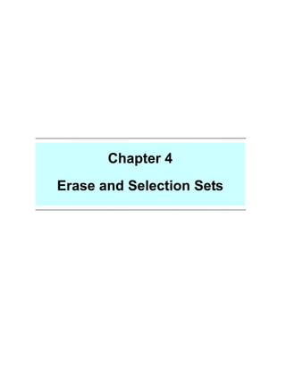 Chapter 4
Erase and Selection Sets
 