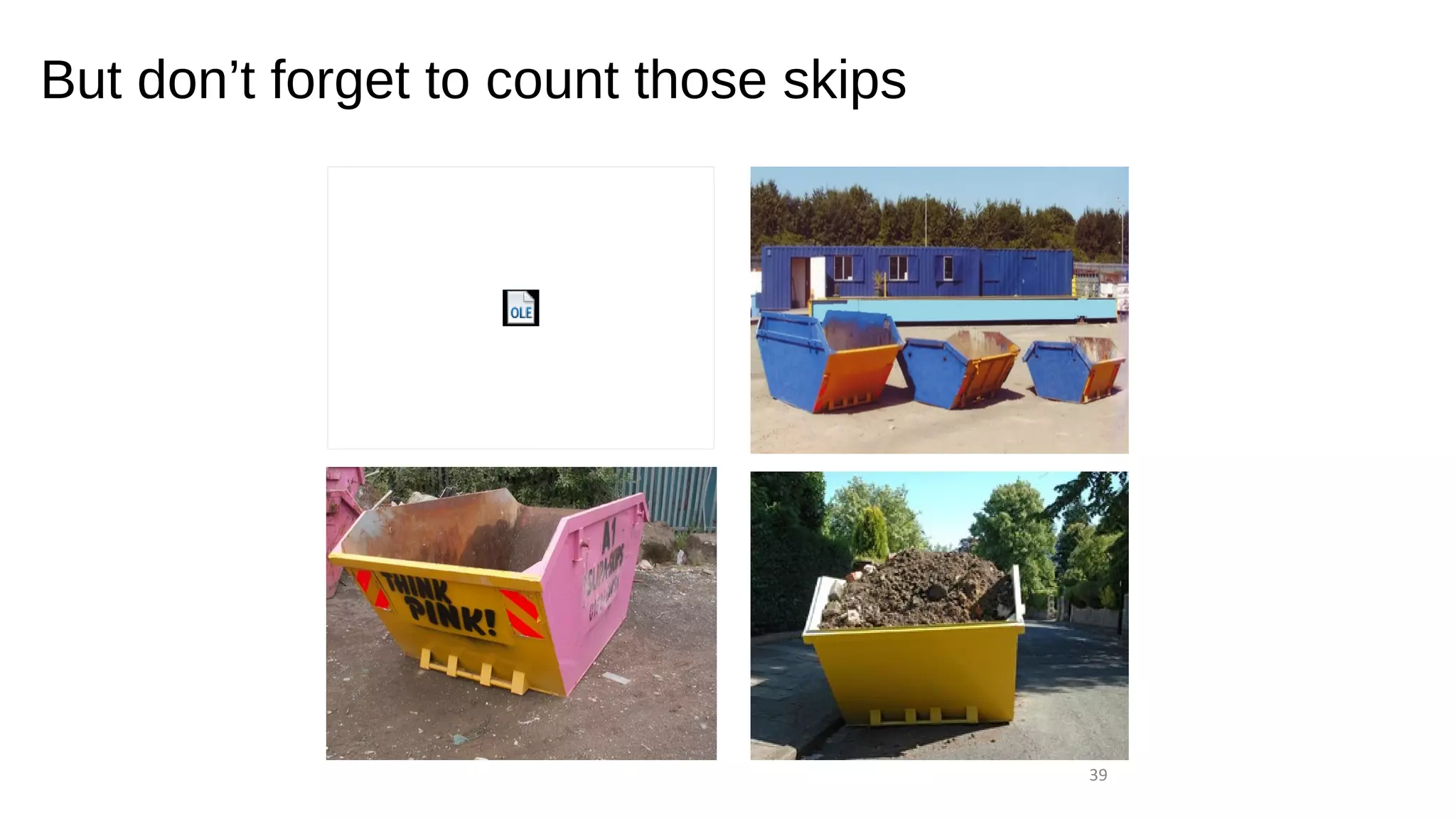 But don’t forget to count those skips
39
 