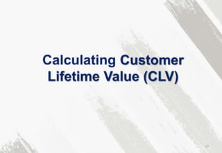 Calculating Customer
Lifetime Value (CLV)
17
 