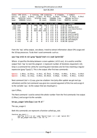 Monitoring CPU Utilization on LINUX (Shell Script Project) | DOCX