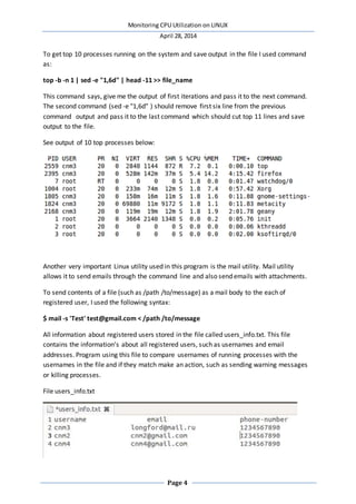 Monitoring CPU Utilization on LINUX (Shell Script Project) | DOCX
