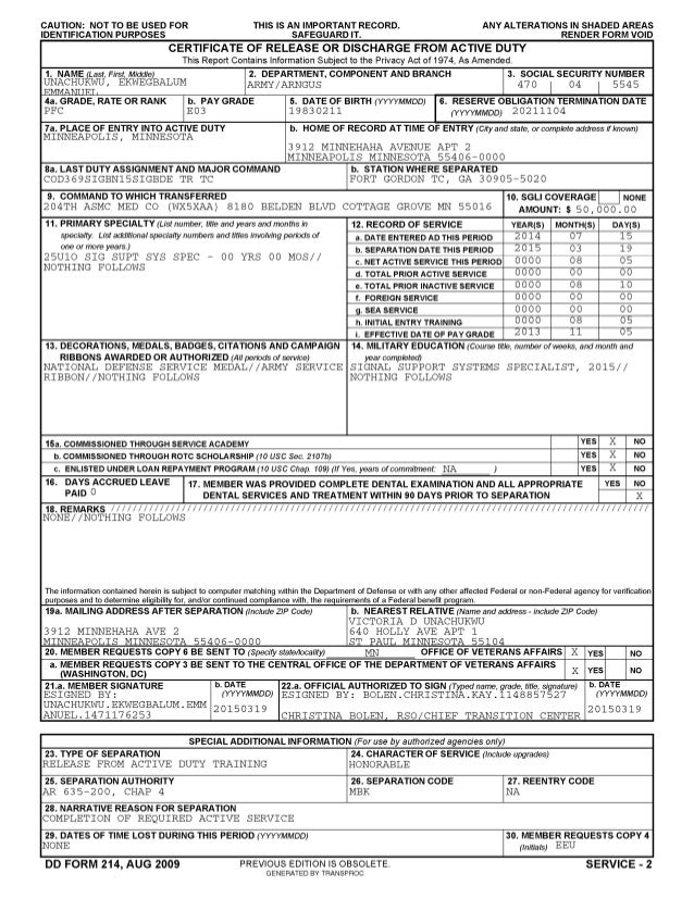 Free Printable Dd214 Form Customize And Print