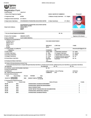 IGNOU Online Registration Form | PDF