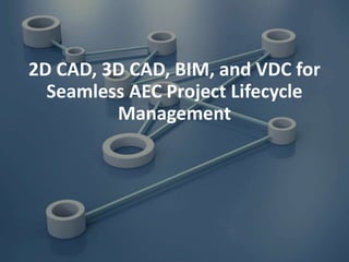 2D CAD, 3D CAD, BIM, and VDC for
Seamless AEC Project Lifecycle
Management
 