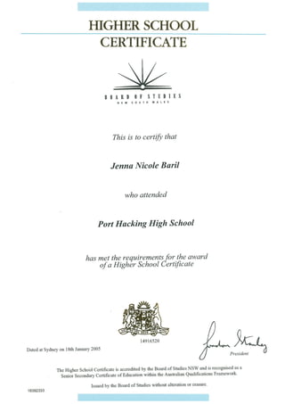 Higher School Certificate - Port Hacking High School