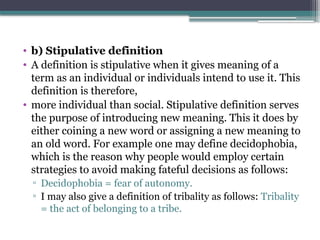 Comprehensive Guide to Definitions in Critical Thinking and Logic | PPTX