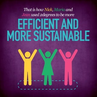 That is how Nick, Maria and
  Jean used 2degrees to be more


  EFFICIENT AND
MORE SUSTAINABLE
 