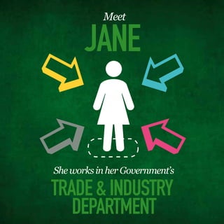 Meet

       JANE
 
 
She works in her Government’s

TRADE & INDUSTRY
   DEPARTMENT
 