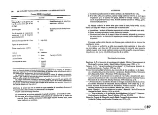 340 LA NU1RICIÓN Y LA SALUD DE LAS MADRPS y LOS NDilOS MEXICANOS
CuADRO XXIX.t. (concluye)
AplicllCi611CJItli.tkJdMazerial
Tablas de 5 a 7 cm de grueso, por
9 o 10 cm de ancho. por 30 cm
de largo
12 Entabli1lamiento de miembros
superiores e inferioreS
Abatelenguas
Tira de madera de 1 em de diá­
metro por 12 cm de longitud.
aproximadamente
20
12
Entabillamientu de dedos fractu­
rados
Alfileres de seguridad de 4-5 cm caja cruca
Tijeras de punla red(lnda
Pinzas para cuerpos extraños
Varios
Azílcar
Jabón neutro
50 cuadriloS
pieza Lavado de heridas
Alcohol eúlico H!rO·
BicarbonMo de sodio paquele
chico o
compri­
midos
NOTA: en el caso de lesiones en las que sea nece~&rio el Mcmtablillado" de un miembro. de ".clitudes o
posiciones" especiales, los tro2m de hule el(lll1"a pueden lCf colocadO!! dentro de las bolsas de p14stico
pano utilizarse en el "acojinamiento" de divenas partCJ del c:uerro-
Los materiales señalados servirlan pano pocas personas. El número de lesiones, su extensión.
gravedad y tipo. nOl dan una idea mejor que cualquier apn:ciaciÓft aproximada, (>lira "c:u'ntas personas"
puede ser útil un botiquln de primeros auxilios. .
Las jeringas hipo<f;nnicas, el o:dgcno en n:cipientes Mp0rt6tilcs" con mascarilla, yen general, todo
tipo de medicamentosy n:cursos materialel, cuyo uso adecuado requiera de una mayor p¡epanci6n de
las penonas que los utilicen, necesario para el empico de los elemenlos antes anotados, formarla mb
bien pane de botiquinu de "lipo mbtioo",
abienos y se lava el ojo con un chono de agua; trasladar de inmediato al menor al
servicio médico más cercano, de preferencia a un hospital.
12) En caso de descargaeléclrica:
a) Desconectar la corrienlC quitando el enchufe o fusible o arrancando el cable,
b) No. tocar a la víctima mientras esté todavra en contacto con la fuente de
energfa. De ser posible, pcnnanecer sobre algún material aislante seco, como
lana, madera o un periódico.
ACCIDENTES 341
e) Controlar cuidadosamente el latido cardiaco y la respiracioo'del nino.
d) Si el nii'lo sufre paro cardiaco, aplicar masaje ~diaco externo; si sufre paro 

respiratorio y no se cuenta con ayuda. alternar el masaje c.ardiaco externo 

con la respiración de boca a boca. Se debe solicitar asistenCia médica, prefe­
rentemente hospitalaria. . 

13) Masaje cardiaco: el menor debe yacer sobre el suelo, boca arriba, con los
brazos a lo largo del cuerpo. La persona que va auxiliar debe:
" ,
a) Arrodillarse .. la a11llCa del hombro izquierdo de la víctima, inclinado hacia alrás. 

b) Poner las manos una sobre la otra. encima del corazón. 

c) Presionar con,la base de la mano el área del corazón, aflojando y presionan­

do varias veces a un ritmo de 80 impulsos por minuto (veinte impulsos en 15
segundos). .
El masaje cardiaco debe hacerse con fll1l1eza, pero cuidando de no lesionar las
costillas del menor.
Si la víctima es un bebé o un nino muy pequeno,.debe oprimirse el tórax sólo
con dos dedos, a un ritmo de 100 veces por minuto. Es esencial tener especial
cuidado cuando se da masaje cardiaco externo a un nino pequeflo;ya que el ~órax y
los pulmones son mucho más delicados que los de un adulto.
BmuooRAFtA CONSUll'ADA
Barahona, A. p..l'ri!l1ención de accidentes de trdnsitá. Méx.ico: Departamento de
Medicina Preventiva, Socia! y Salud PUblica, MéxicO: UNAM. 1981, p. 20. .
Campos, H. R., "La epidemiologfa del acCidente", VI Conferencia Mundial de
MedicinaGeneraly Familiar, 1979. pp. 3-10.. .,
Centro Intemaciona'le.e la· Infancia, La prevenci6n de lós accidentes'en la infan­
cia, Actualización para universitarios y profesores.·Estados Unidos: Ministerio
de la Educación. Salud y Bienestar, 1979 (véase esp. p. 14).
--, Prevención de accidentes en los niños tk 3 a 8 años. ActualizaCión para
maeslros de jardines de nmos y escuela.f elemenrales y padres. Estados Unidos:
Ministerio de la Educación, Salud y Bienestar, 1919 (véase esp. p. 9).
-,Prevenci6n de los accitkntes del niño en'el hógar. Actllilliztlción ttúdca. Ésta­
dos Unidos: Ministerio de Educación, Salud y Bienestar, 1979 (véase esp. p. 12).
Consejo Nacional de Prevención de Accidentes, Pdmeros alixiUos y algunas
medidas preventivasde los accidentes. Mé:dco: SSA, '974, p. 114. .
Deveaux Cazorla. J., "Intoxicaciones en los nUlos", Me1Mria 'de la Convención
Nacional de Salud, México, 1974. pp. 61-68. .
--, "Los accidentes en la población derechohabiente del ISSSn¡". Simposio
Nacional sobre Accidentes. Tomo 1, México, 1972. pp. 295-303..
Dirección General de Educaci6n para la saIud, Prevención tkaccidentes. México:
Unidad de Trabajo paro Escuelas Primarias, SSA, 1973. p. 24.
~
087Digitalizado por: I.S.C. Hèctor Alberto Turrubiartes Cerino
hturrubiartes@beceneslp.edu.mx
 