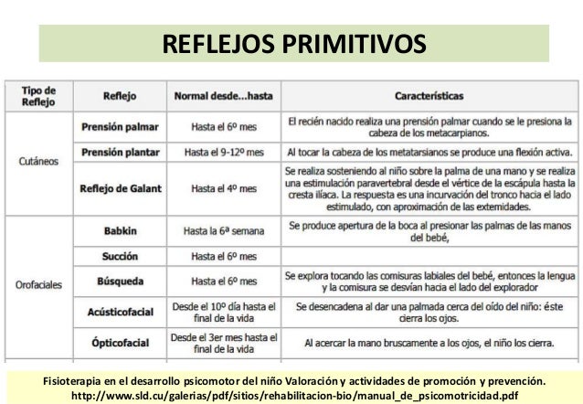 2 desarrollo psicomotor daño cerebral baby reflexes chart