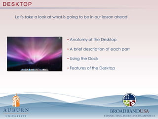 DESKTOPLet’s take a look at what is going to be in our lesson ahead Anatomy of the Desktop