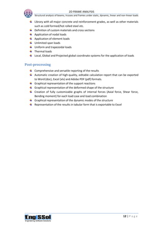 User Manual for 2D Frame Analysis Software | PDF