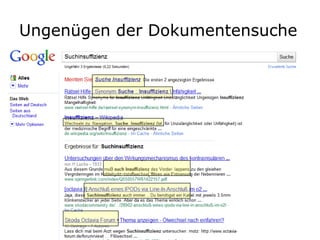 Ungenügen der Dokumentensuche