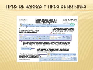 TIPOS DE BARRAS Y TIPOS DE BOTONES 
 