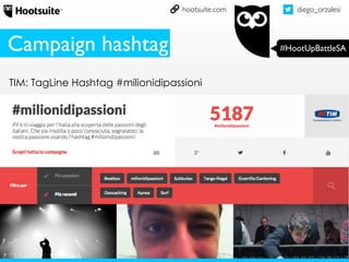 diego_orzalesi
#HootUpBattleSA
hootsuite.com
TIM: TagLine Hashtag #milionidipassioni
Campaign hashtag
 