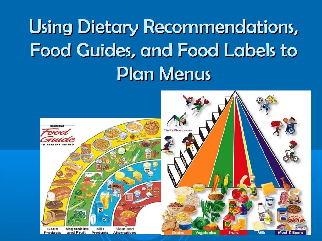 Dietary Food Guides, and Food Labels to Plan Menus