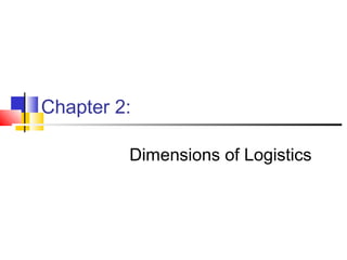 Chapter 2:
Dimensions of Logistics
 