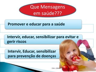 43
Que Mensagens
em saúde???
CVA - COM E LITERACIA EM
SAUDE 2016
 