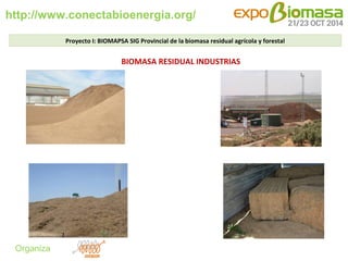 http://www.conectabioenergia.org/ 
Organiza 
BIOMASA RESIDUAL INDUSTRIAS 
Proyecto I: BIOMAPSA SIG Provincial de la biomas...