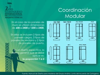 Coordinación Modular 
Análisis, Diseño y modulación 
para una propuesta: 
De Piso 
De Muros 
De Cubierta 
 